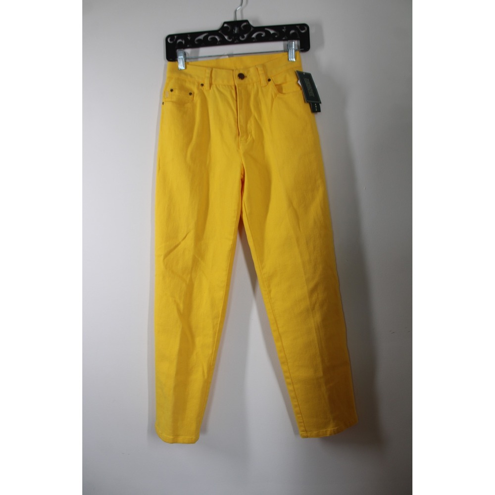 Vtg NWT Lauren Ralph Lauren 2P Yellow Jeans Classic Fit High Rise Stretch Denim